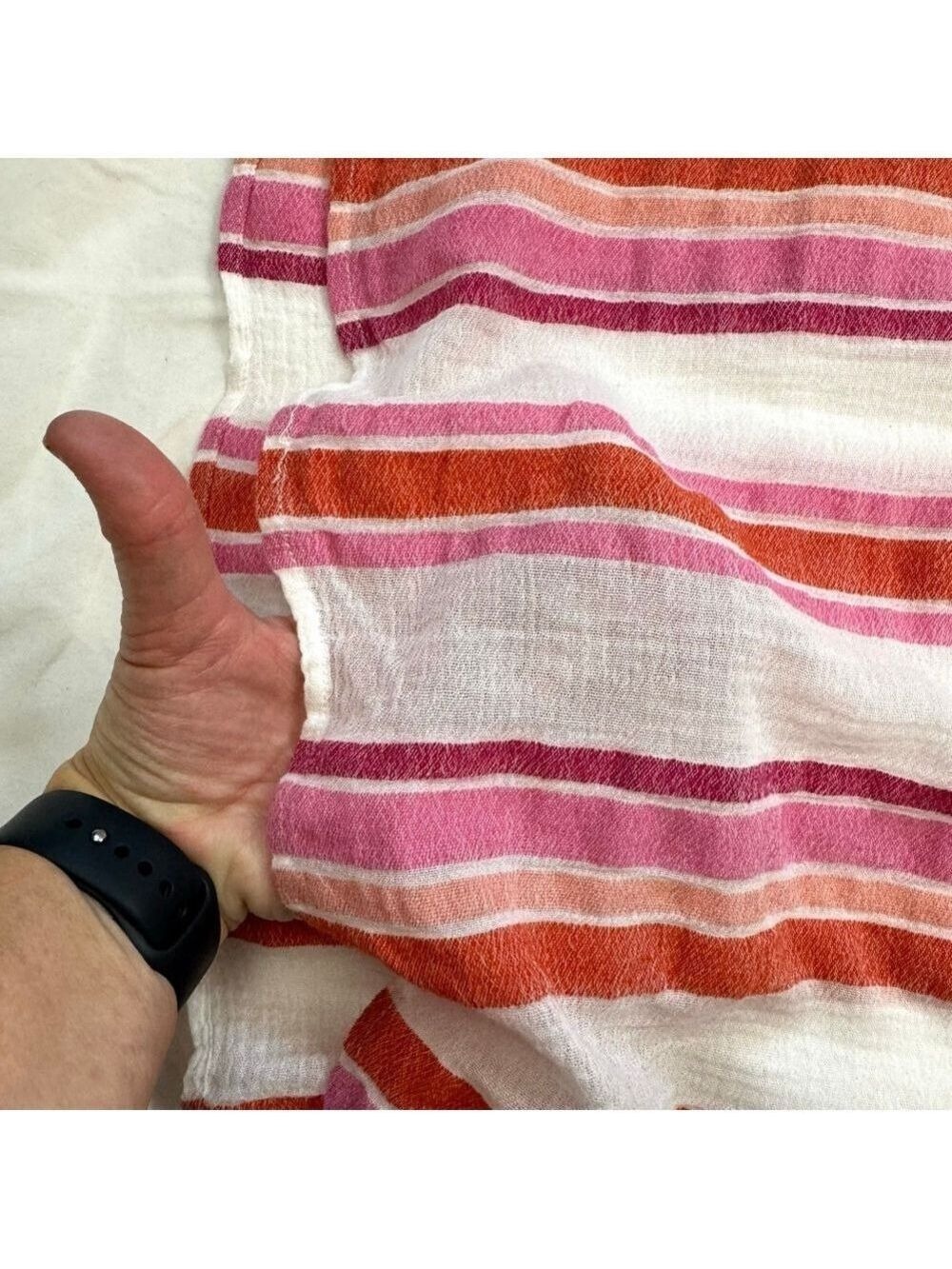 Soft Surroundings Women's XL Tall Striped Maxi Dress Cover Up Pink Orange White - Picture 9 of 12